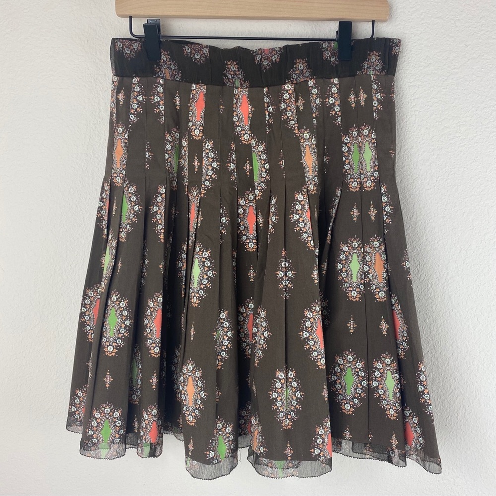 Gianni Bini Brown Pleated A-Line Skirt SP Small Y2K